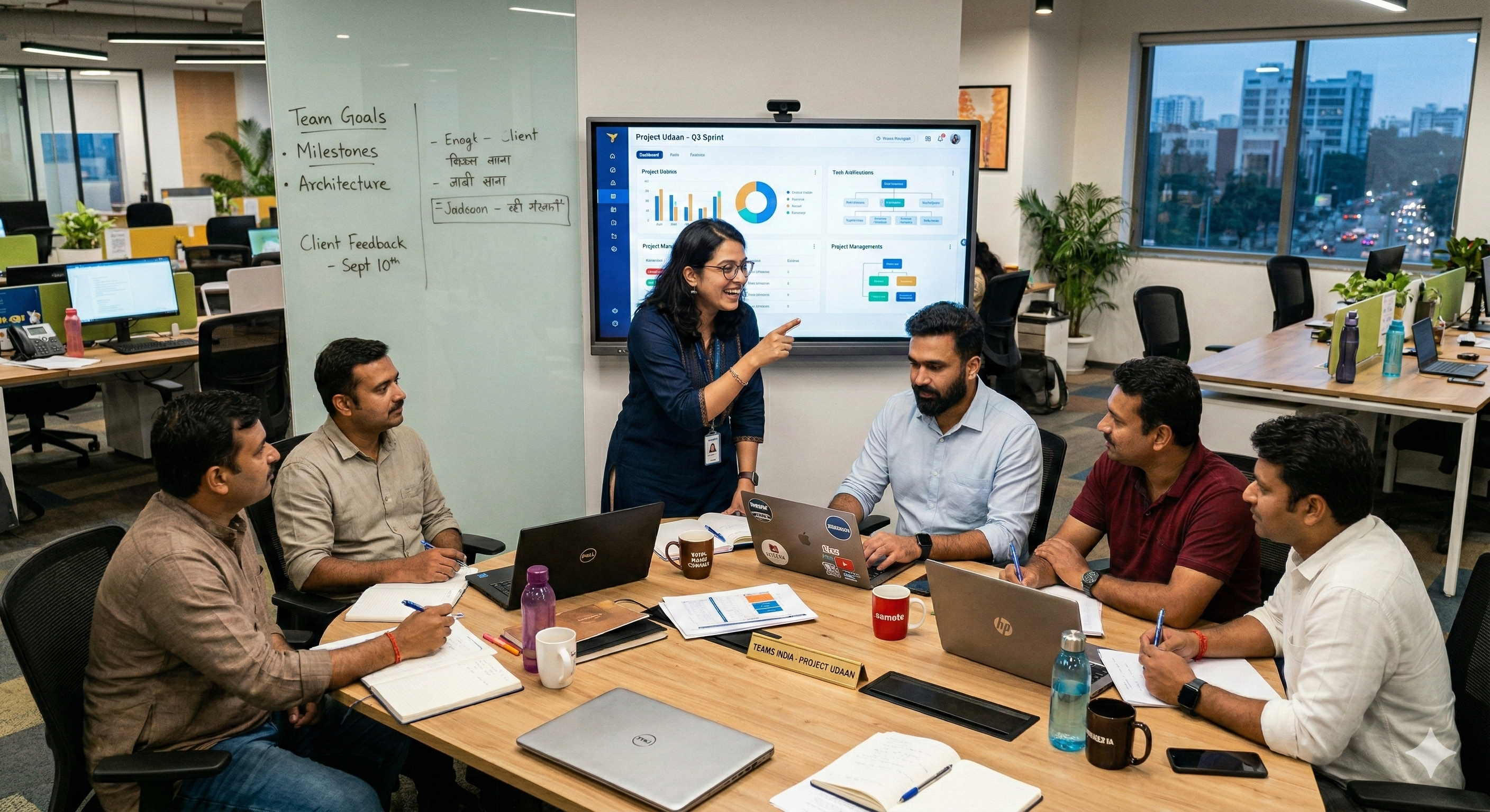 Creative Indian team discussing brand strategy